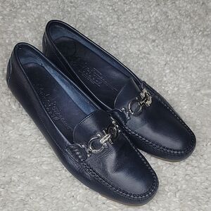 Salvatore ferragamo Ganachi navy leather driving loafers/shoes size 7